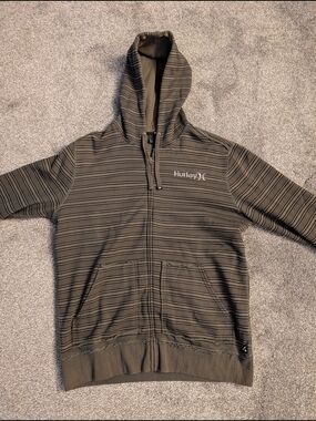 Hurley Olive Striped Full-Zip Hoodie